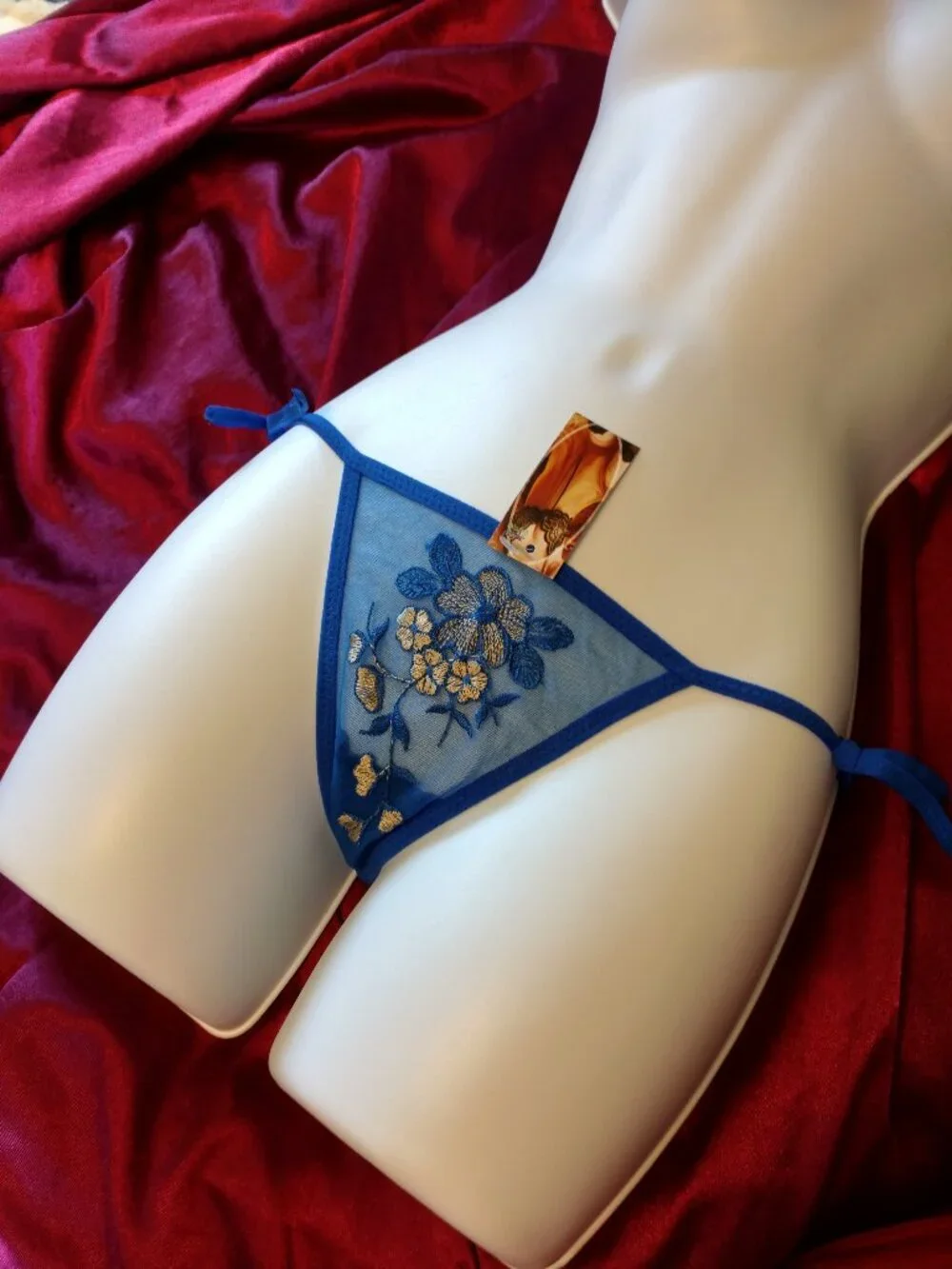 Bundle of Mesh Side-Tie Thong Panties NWT OSFM Blue, Orange & Yellow